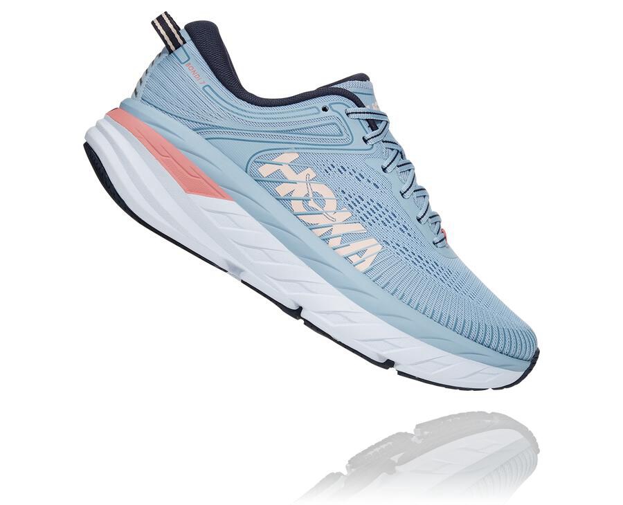 Running Shoes Womens - Hoka One One Bondi 7 - Blue - CQEIBPF-21